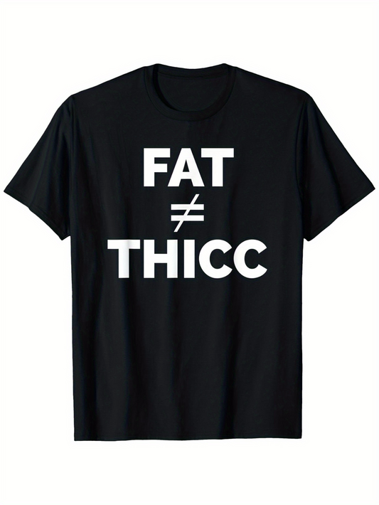 Men's Graphic T-Shirt Fat Not Equal Thicc Bold Letter Statement T Shirt