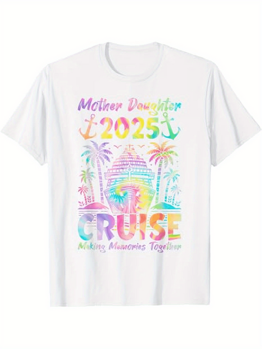 Men's Graphic T-Shirt Mother Daughter 2025 Cruise Palm Trees Beach Sun Holiday Shirt