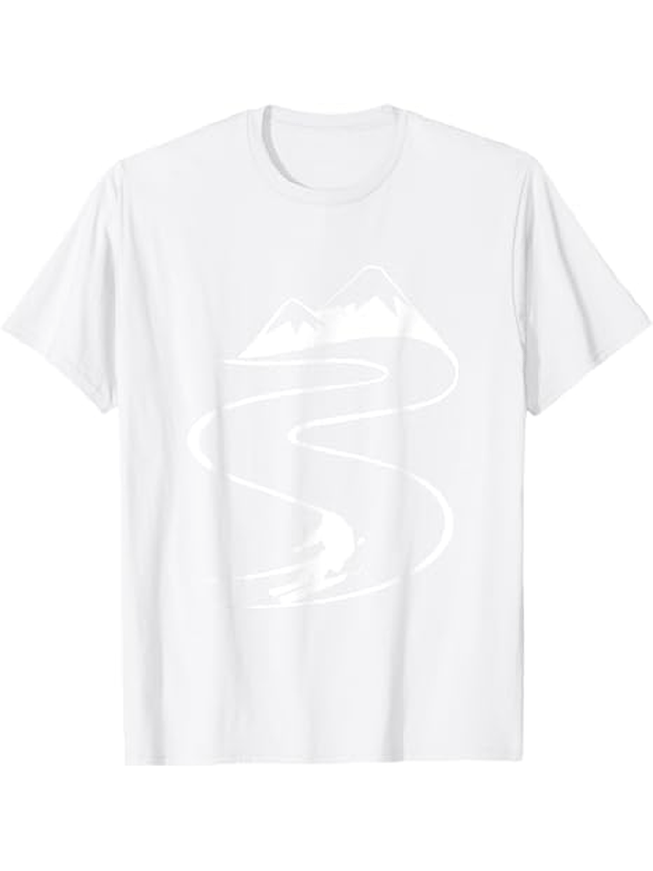 Men's Graphic T-Shirt Winding River Flowing Through Snowy Mountain Landscape