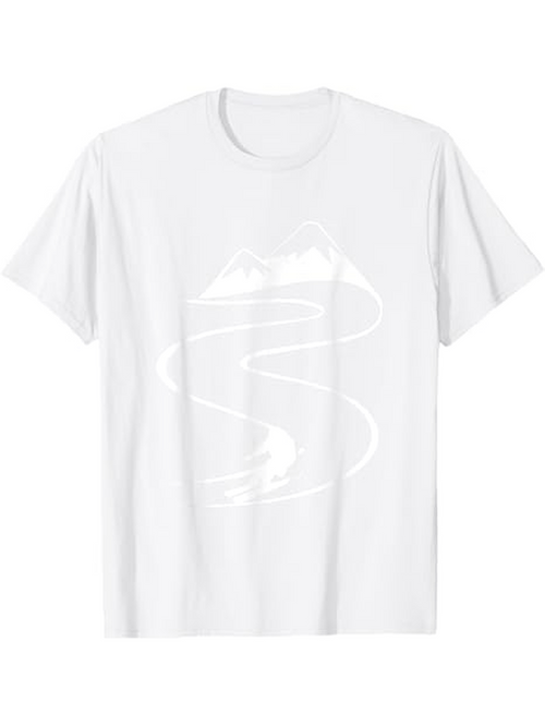 Men's Graphic T-Shirt Winding River Flowing Through Snowy Mountain Landscape