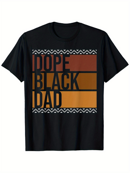Men's Graphic T-Shirt Dope Black Dad With Geometric Patterns And Color Block Design