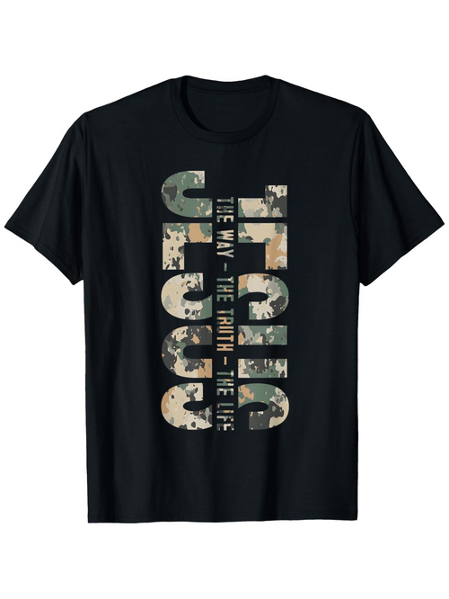 Men's Graphic T-Shirt The Way The Truth The Life With Camouflage Letters Jesus