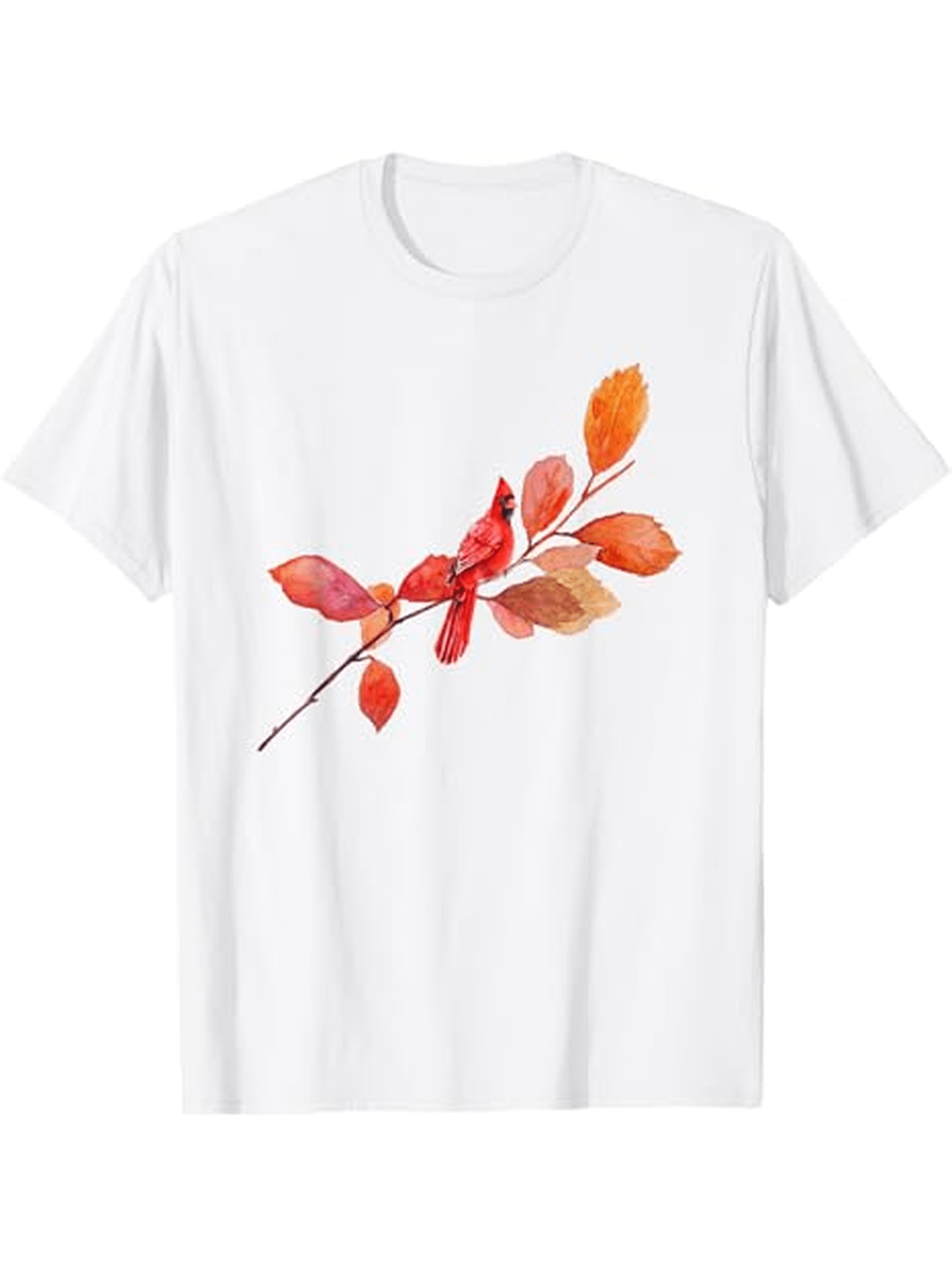 Men's Graphic T-Shirt Watercolor Autumn Leaves Branch With Vibrant Warm Tones Nature Stem