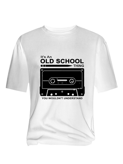 Men's Graphic T-Shirt Old School Thing With Bold Black Audio Cassette Graphic And Retro Vibes Tape