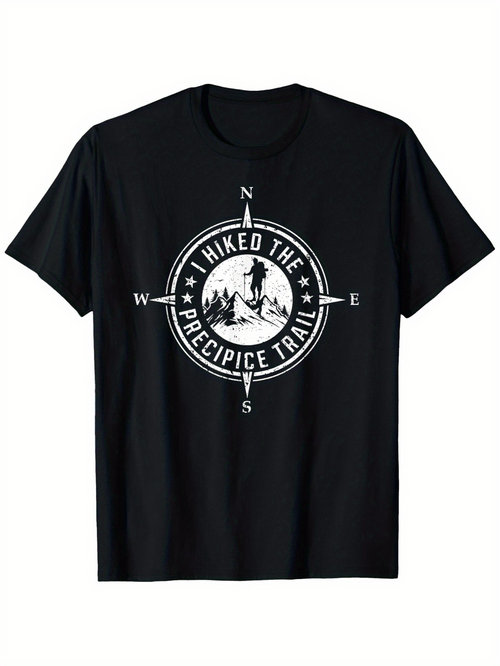 Men's Graphic T-Shirt Hiked The Precipice Trail With Mountains And Compass Design