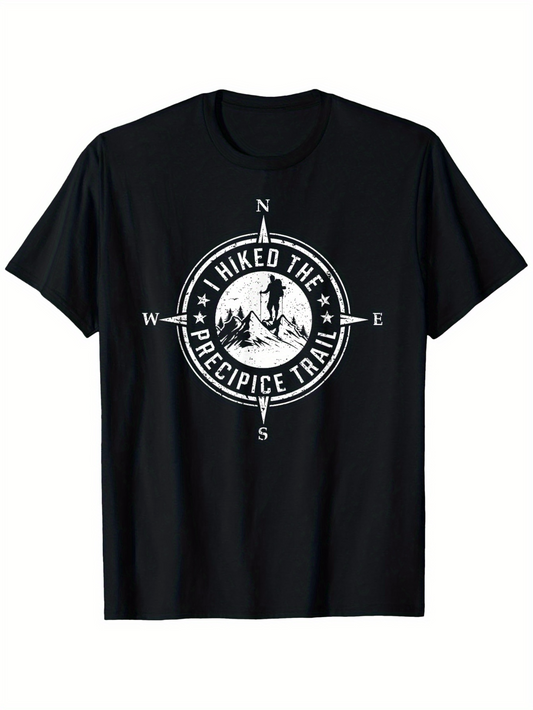 Men's Graphic T-Shirt Hiked The Precipice Trail With Mountains And Compass Design