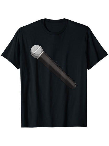 Men's Graphic T-Shirt Minimalist Monochrome Illustration Of Classic Performance Microphone