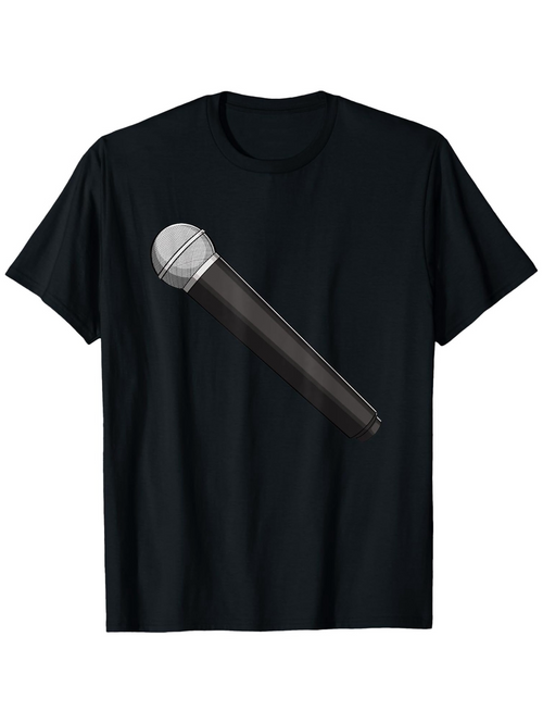 Men's Graphic T-Shirt Minimalist Monochrome Illustration Of Classic Performance Microphone