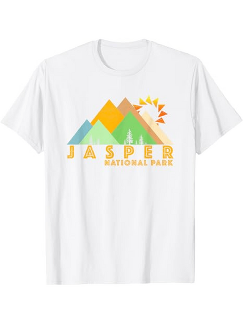 Men's Graphic T-Shirt Jasper National Park With Vibrant Mountains And Sun Rising Over Peaks