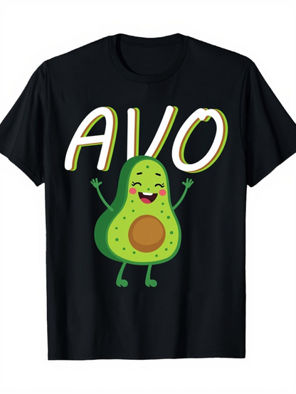 Men's Graphic T-Shirt Avo Smiling Cute Green Cartoon Avocado With Happy Face