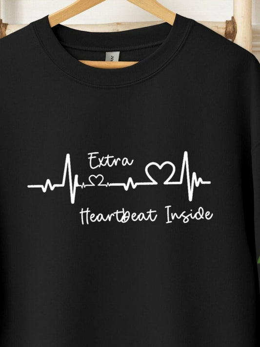 Men's Graphic T-Shirt Extra Heartbeat Inside White Heartbeat Lines With Graphic Heart