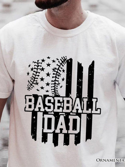 Men's Graphic T-Shirt Baseball Dad With Stars Stripes And Distressed Grunge Baseball