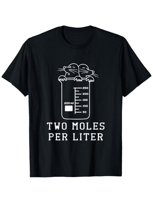 Men's Graphic T-Shirt Two Moles Per Liter Beaker With Cute Animals In Black Shirt