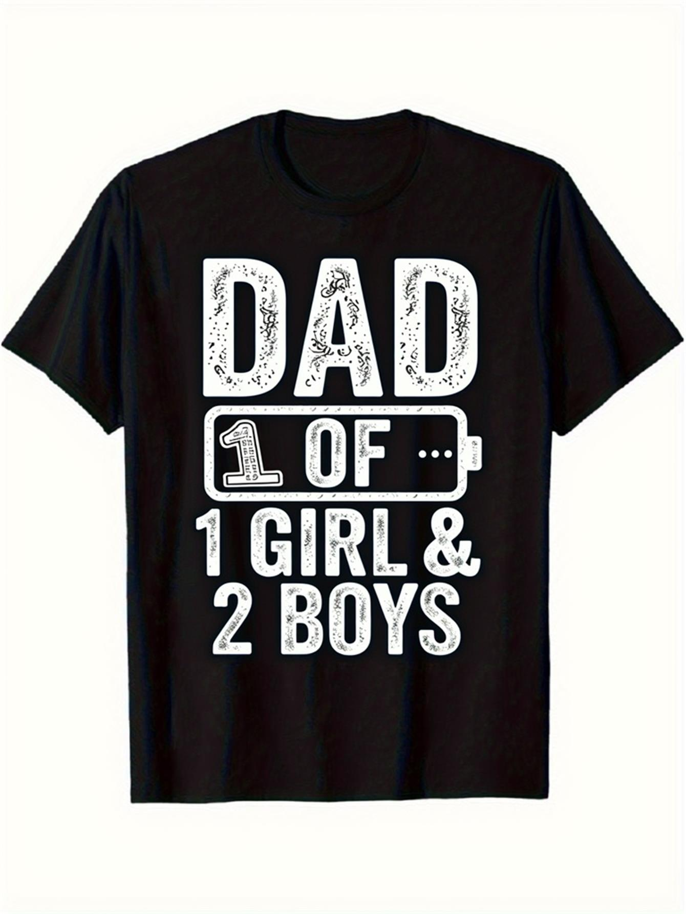 Men's Graphic T-Shirt Low Battery Symbol With Dad Of One Girl And Two Boys