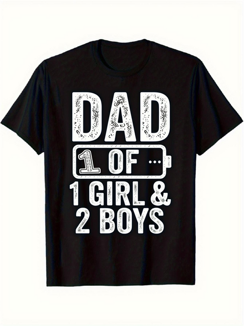 Men's Graphic T-Shirt Low Battery Symbol With Dad Of One Girl And Two Boys
