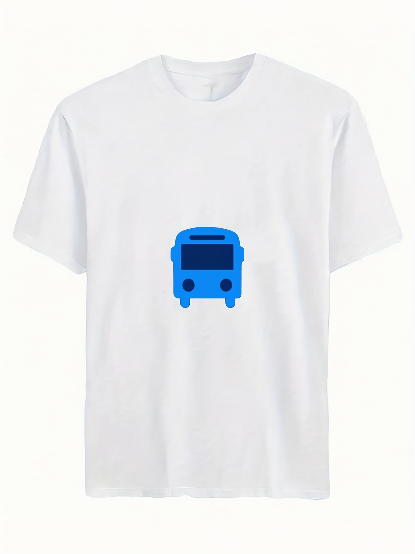 Men's Graphic T-Shirt Minimalist Graphic Blue Bus Symbol Under Soft White Light Bus