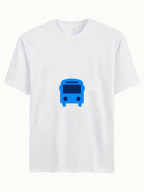 Men's Graphic T-Shirt Minimalist Graphic Blue Bus Symbol Under Soft White Light Bus