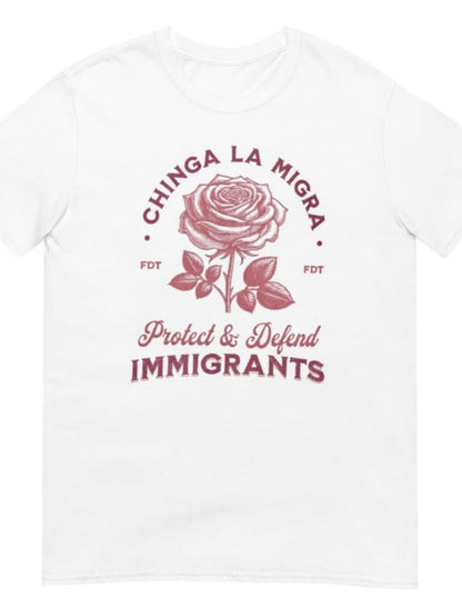 Men's Graphic T-Shirt Protect Defend Immigrants With Vintage Floral Illustration Rose