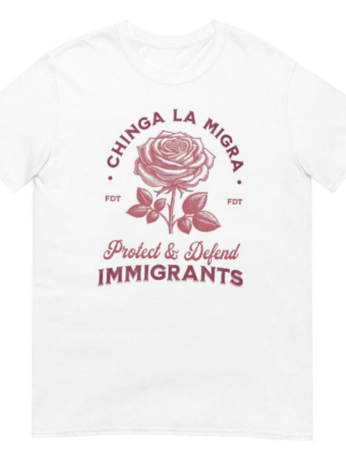 Men's Graphic T-Shirt Protect Defend Immigrants With Vintage Floral Illustration Rose