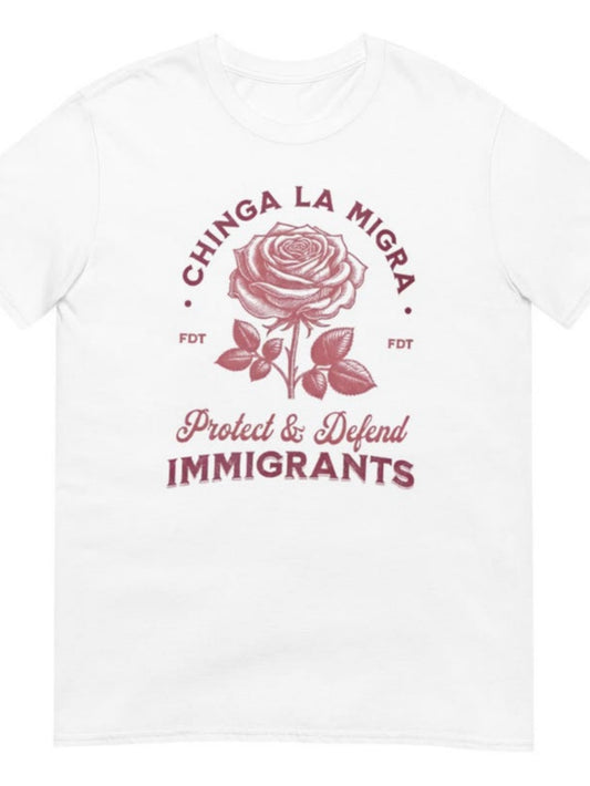 Men's Graphic T-Shirt Protect Defend Immigrants With Vintage Floral Illustration Rose