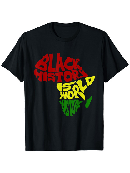 Men's Graphic T-Shirt Black History Is World History Lettering Over Africa Map