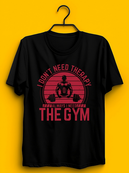 Men's Graphic T-Shirt I Dont Need Therapy Lifting Weights Among Bold Red Letters Gym