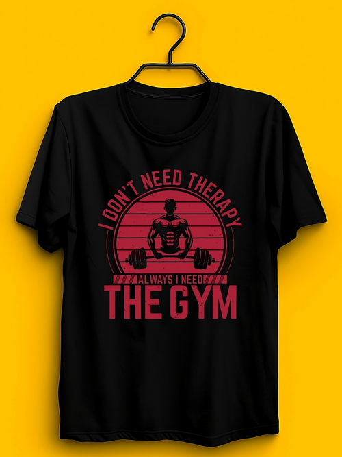 Men's Graphic T-Shirt I Dont Need Therapy Lifting Weights Among Bold Red Letters Gym
