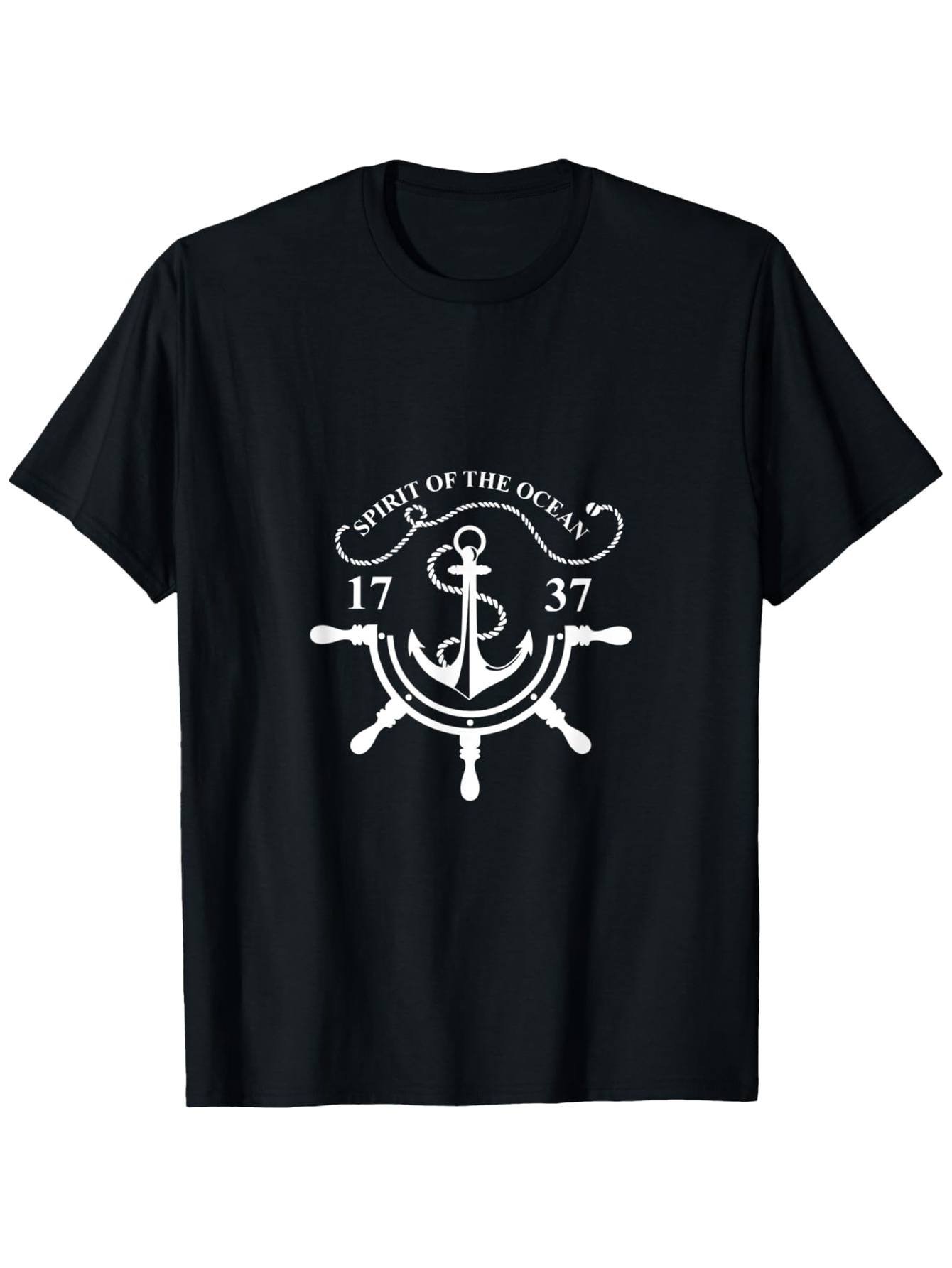 Men's Graphic T-Shirt Spirit Of The Ocean Vintage Nautical Ship Wheel With Anchor