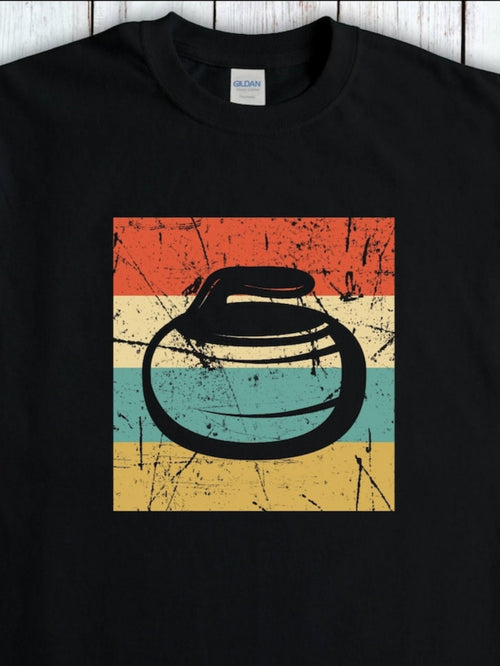 Men's Graphic T-Shirt Retro Colorful Striped Block Featuring Grunge Texture Curling Stone