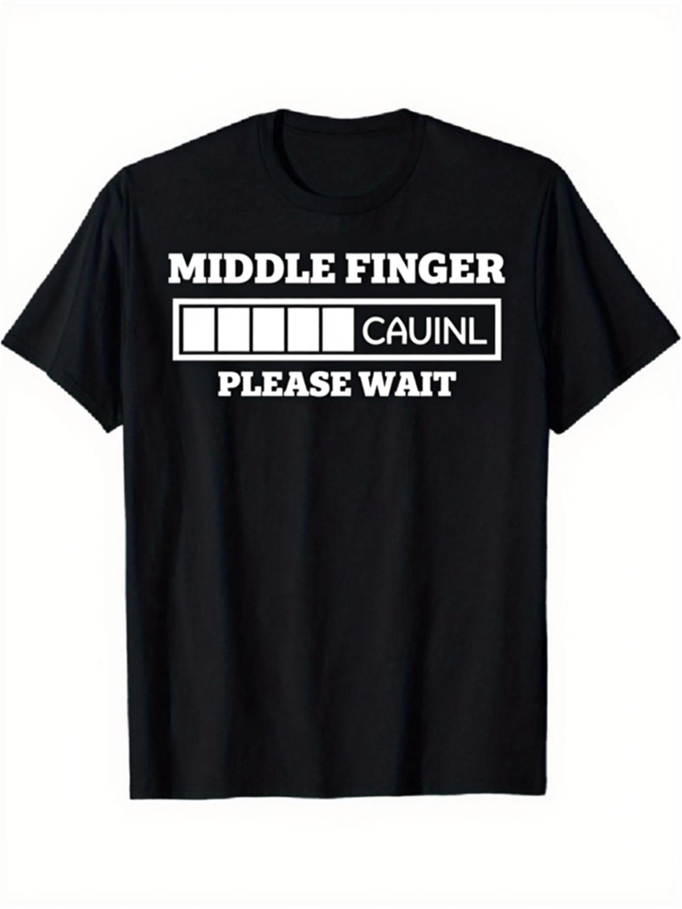 Men's Graphic T-Shirt Middle Finger Please Wait Progress Loading Bar Graphic Tee