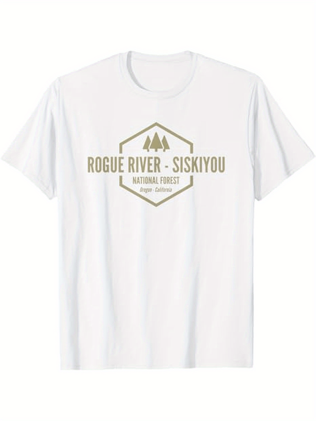 Men's Graphic T-Shirt Rogue River Siskiyou Forest Badge With Pine Tree Mountains