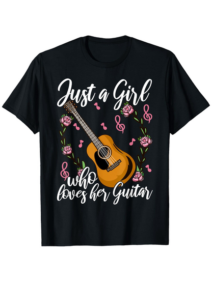 Men's Graphic T-Shirt Just A Girl Surrounded By Pink Blossoms Music Notes Guitar