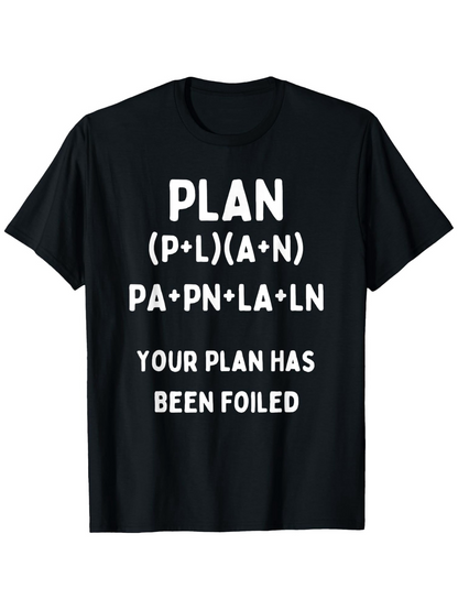 Men's Graphic T-Shirt Plan Math Equations With Bold White Letters On Black Shirt
