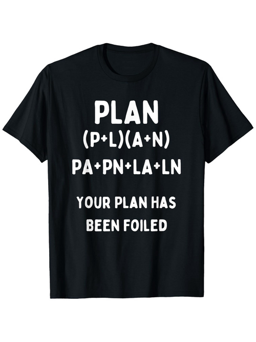 Men's Graphic T-Shirt Plan Math Equations With Bold White Letters On Black Shirt