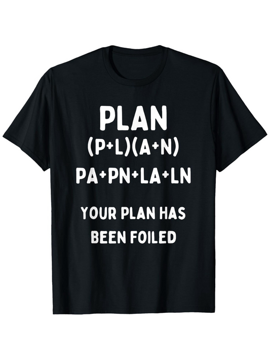 Men's Graphic T-Shirt Plan Math Equations With Bold White Letters On Black Shirt