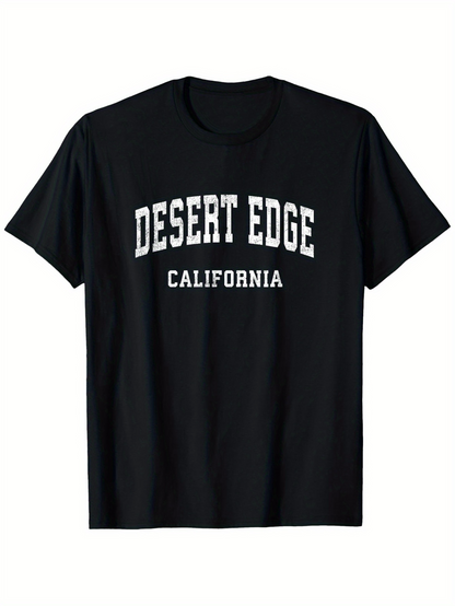 Men's Graphic T-Shirt Desert Edge California University Style Typography On Black Shirt