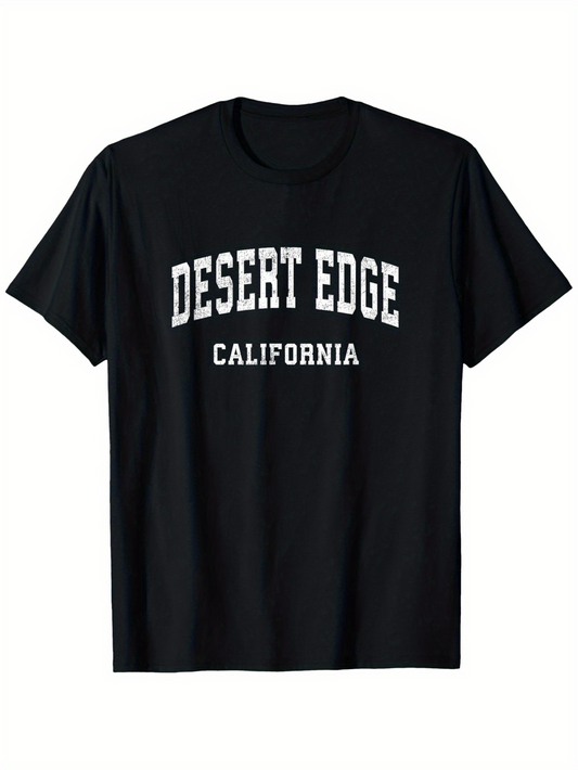 Men's Graphic T-Shirt Desert Edge California University Style Typography On Black Shirt