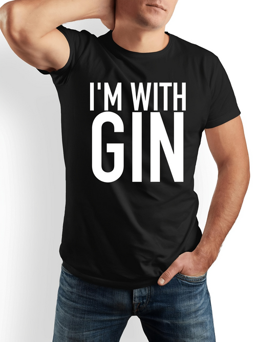 Men's Graphic T-Shirt Im With Gin Playful Statement In Bold White Lettering T Shirt