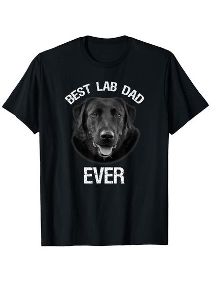 Men's Graphic T-Shirt Best Lab Dad Ever Realistic Dog Portrait With Text Design
