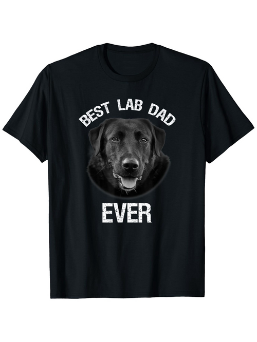 Men's Graphic T-Shirt Best Lab Dad Ever Realistic Dog Portrait With Text Design