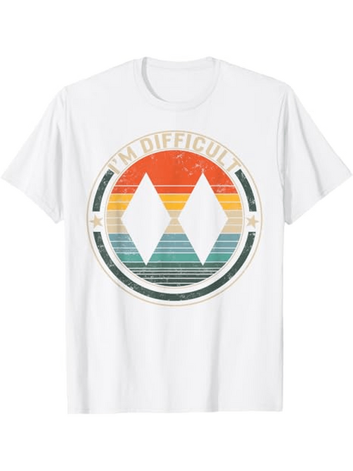 Men's Graphic T-Shirt Im Difficult Vintage Striped Retro Circles With White Geometric Diamond Shapes