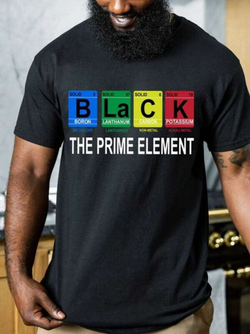 Men's Graphic T-Shirt The Prime Element Colorful Periodic Table Letters Chemistry Black T Shirt