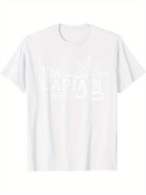 Men's Graphic T-Shirt Im The Captain Nautical Helm Steering White T Shirt