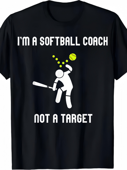 Men's Graphic T-Shirt Im A Softball Coach With Flying Balls Cartoon Figure