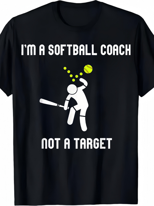 Men's Graphic T-Shirt Im A Softball Coach With Flying Balls Cartoon Figure