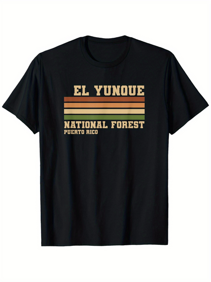 Men's Graphic T-Shirt El Yunque National Forest Puerto Rico With Vintage Sunset Stripes Graphic Tee