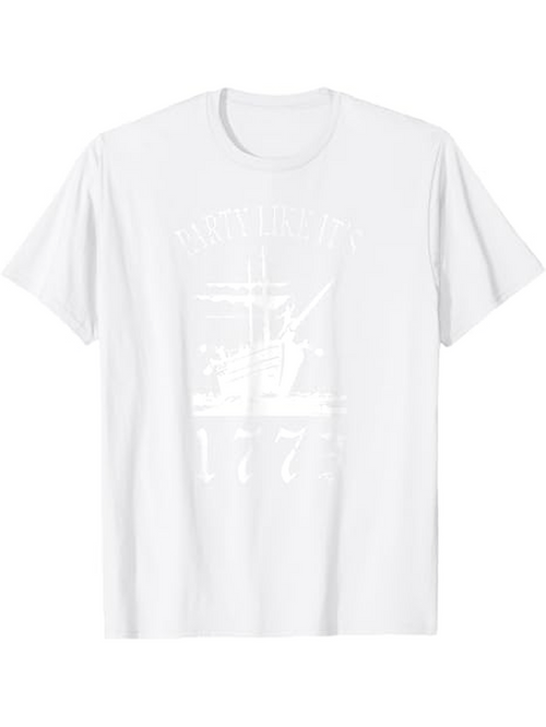 Men's Graphic T-Shirt Boston Tea Party 1773 Revolutionary War with Tea Pot and Colonial Ships