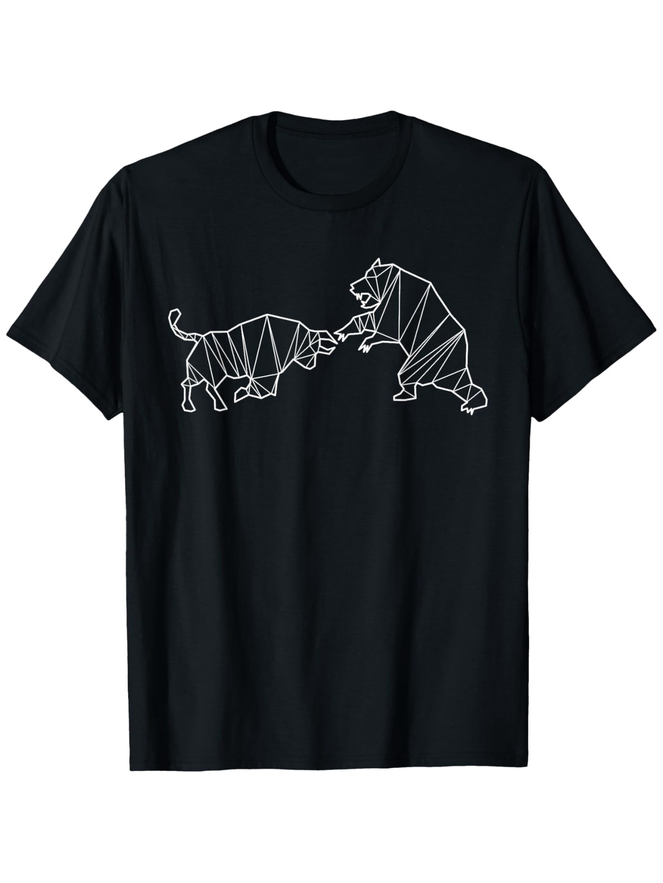 Men's Graphic T-Shirt Geometric Lines Facing Off In Stylized Powerful Bull And Bear