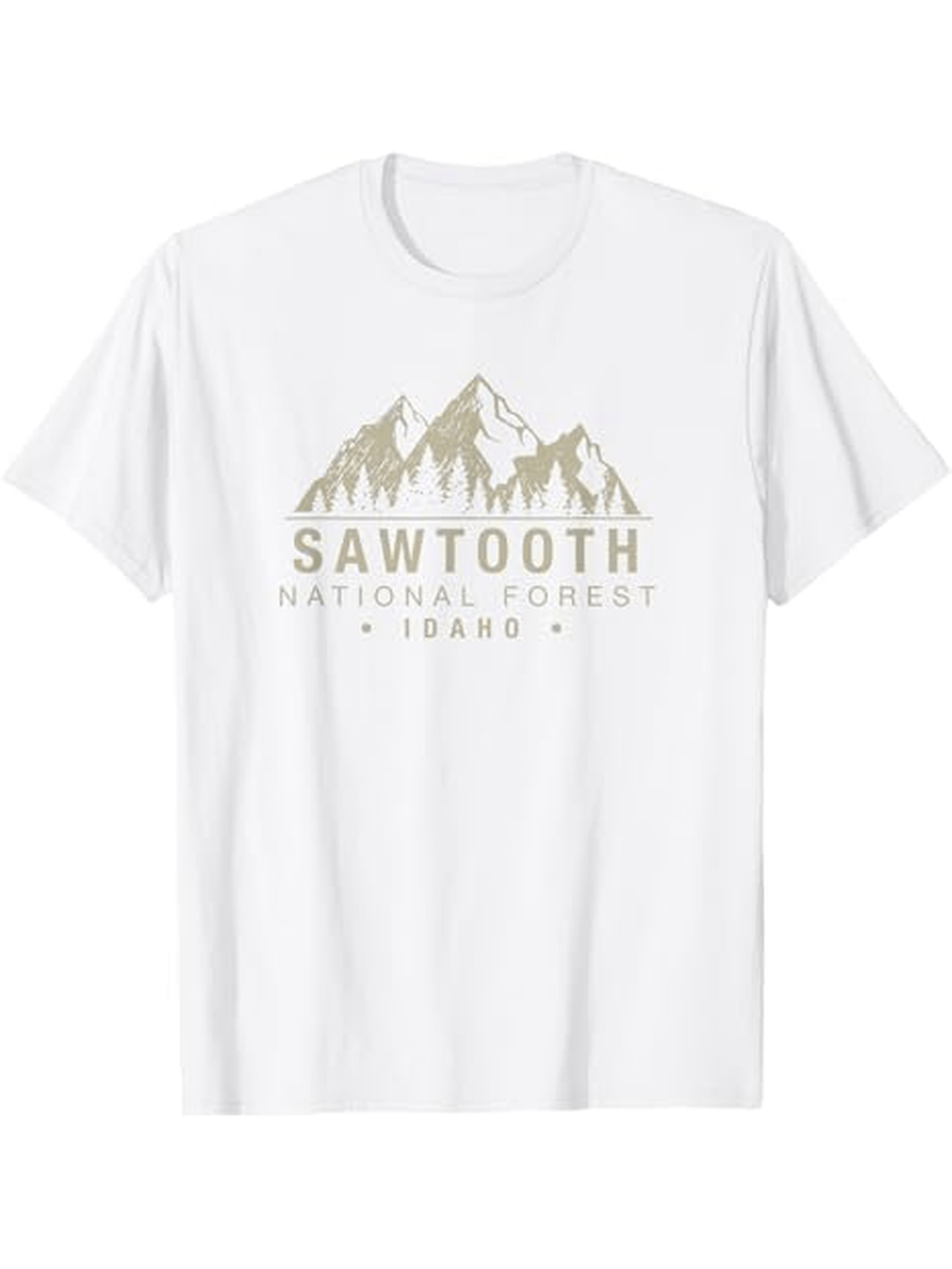 Men's Graphic T-Shirt Sawtooth National Forest Idaho With Snowy Peaks And Pine Trees Mountain