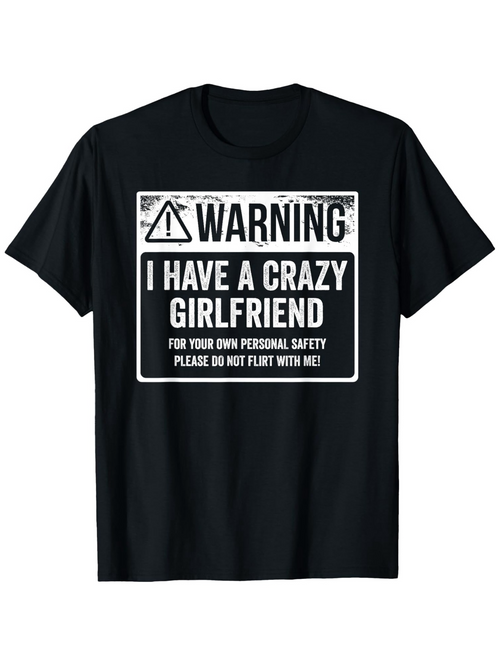 Men's Graphic T-Shirt Warning Graphic With Bold Lettering Humorous Statement Black Shirt
